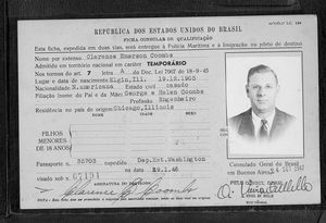 Rio de Janeiro, Brazil, Immigration Cards, 1900-1965