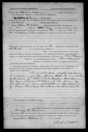 Michigan, U.S., Wills and Probate Records, 1784-1980