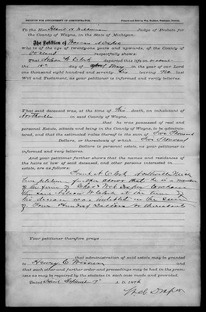 Michigan, U.S., Wills and Probate Records, 1784-1980