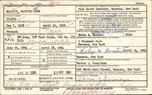 U.S., Headstone Applications for Military Veterans, 1925-1970