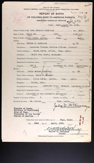 U.S., Consular Reports of Births, 1910-1949