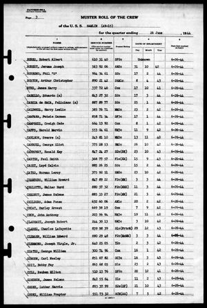 U.S., World War II Navy Muster Rolls, 1938-1949