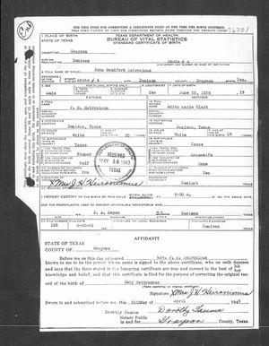 Texas, U.S., Birth Certificates, 1903-1932