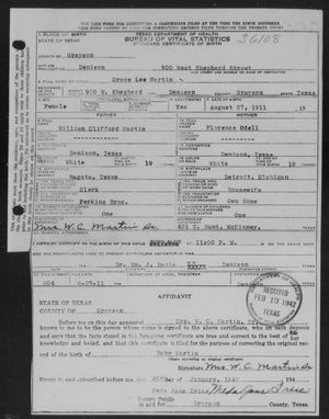 Texas, U.S., Birth Certificates, 1903-1932