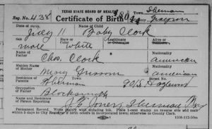 Texas, U.S., Birth Certificates, 1903-1932