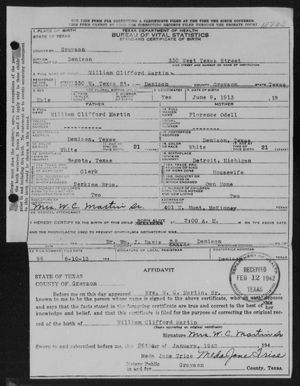 Texas, U.S., Birth Certificates, 1903-1932