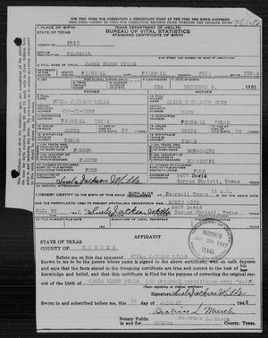 Texas, U.S., Birth Certificates, 1903-1932