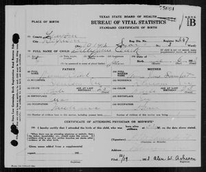 Texas, U.S., Birth Certificates, 1903-1932