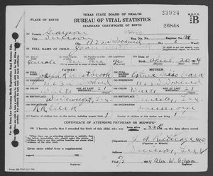 Texas, U.S., Birth Certificates, 1903-1932