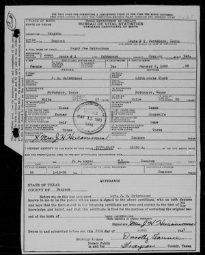 Texas, U.S., Birth Certificates, 1903-1932