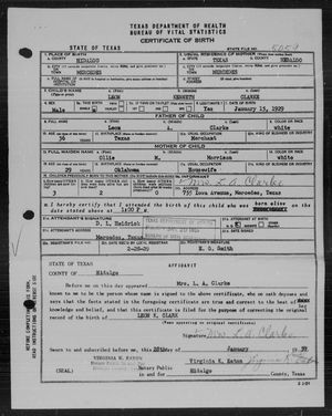 Texas, U.S., Birth Certificates, 1903-1932