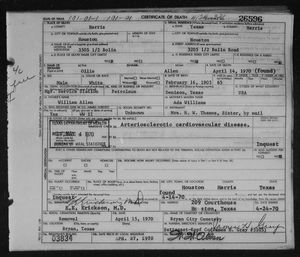 Texas, U.S., Death Certificates, 1903-1982