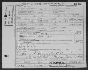 Texas, U.S., Death Certificates, 1903-1982