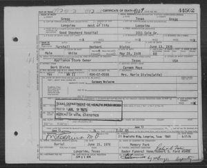 Texas, U.S., Death Certificates, 1903-1982