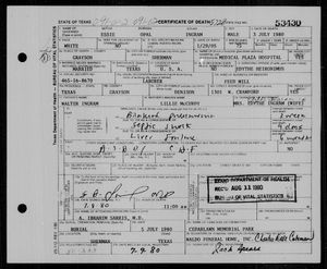 Texas, U.S., Death Certificates, 1903-1982