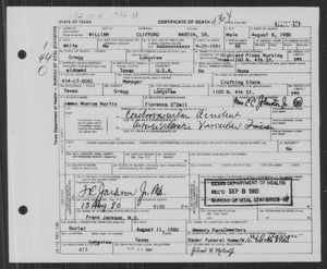 Texas, U.S., Death Certificates, 1903-1982