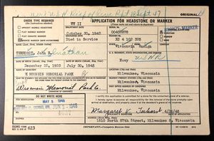 U.S., Headstone Applications for Military Veterans, 1925-1970