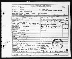 Texas, U.S., Death Certificates, 1903-1982