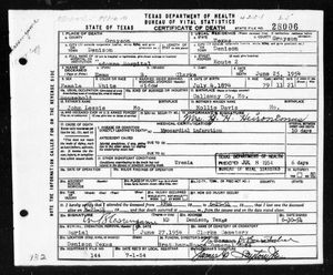 Texas, U.S., Death Certificates, 1903-1982