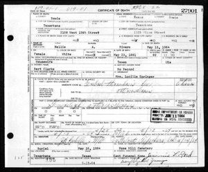 Texas, U.S., Death Certificates, 1903-1982