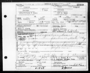 Texas, U.S., Death Certificates, 1903-1982