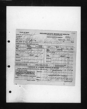 Indiana, U.S., Birth Certificates, 1907-1944