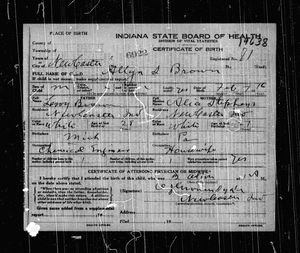 Indiana, U.S., Birth Certificates, 1907-1944