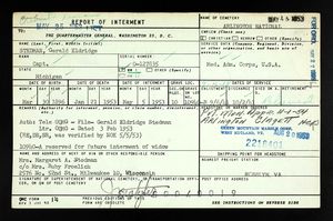 U.S., National Cemetery Interment Control Forms, 1928-1962