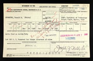 U.S., National Cemetery Interment Control Forms, 1928-1962