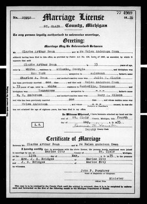 Michigan, U.S., Marriage Records, 1867-1952