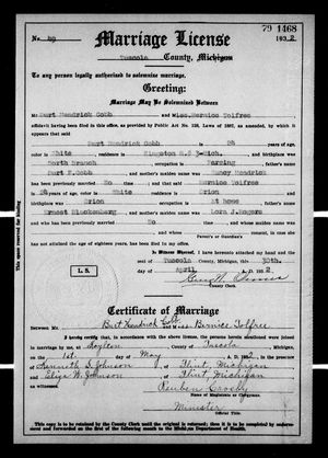 Michigan, U.S., Marriage Records, 1867-1952