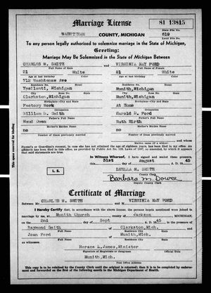 Michigan, U.S., Marriage Records, 1867-1952