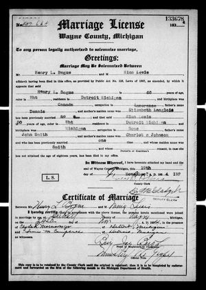 Michigan, U.S., Marriage Records, 1867-1952