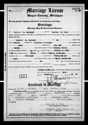 Michigan, U.S., Marriage Records, 1867-1952