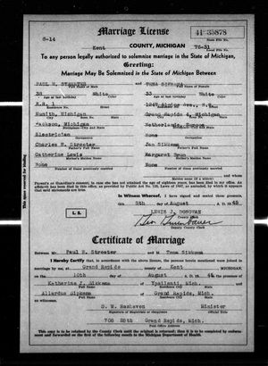 Michigan, U.S., Marriage Records, 1867-1952