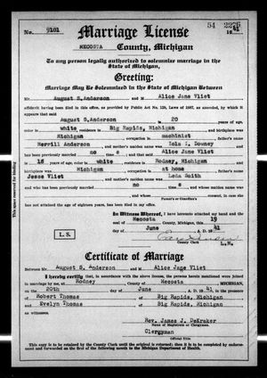 Michigan, U.S., Marriage Records, 1867-1952