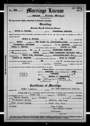 Michigan, U.S., Marriage Records, 1867-1952