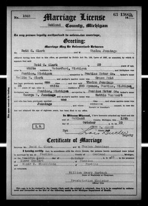 Michigan, U.S., Marriage Records, 1867-1952