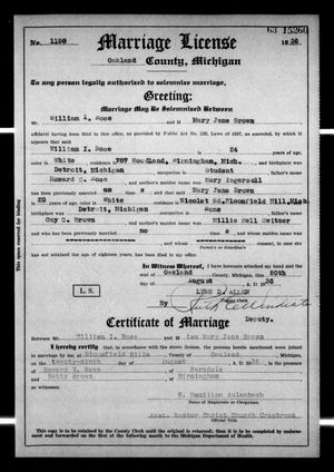 Michigan, U.S., Marriage Records, 1867-1952