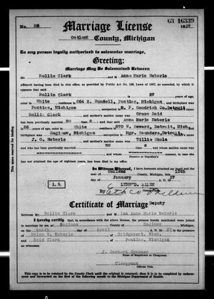 Michigan, U.S., Marriage Records, 1867-1952