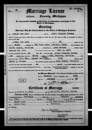 Michigan, U.S., Marriage Records, 1867-1952