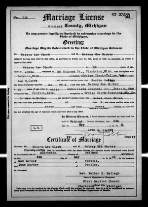 Michigan, U.S., Marriage Records, 1867-1952