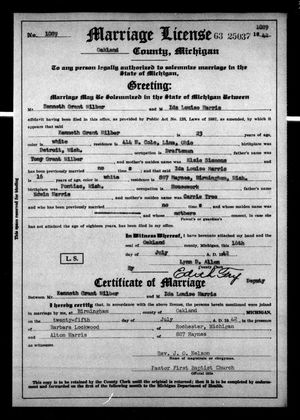 Michigan, U.S., Marriage Records, 1867-1952