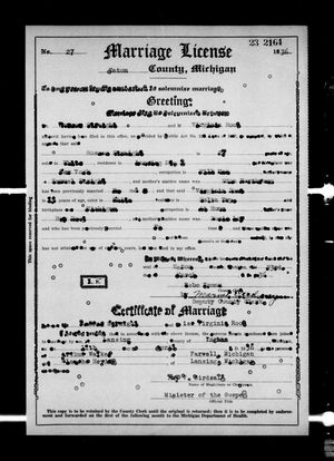 Michigan, U.S., Marriage Records, 1867-1952