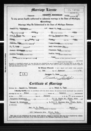 Michigan, U.S., Marriage Records, 1867-1952