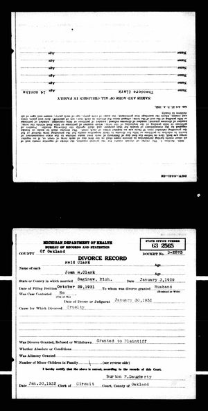 Michigan, U.S., Divorce Records, 1897-1952