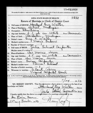 Iowa, U.S., Marriage Records, 1880-1945