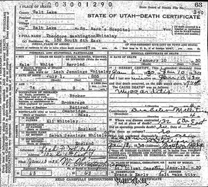 Utah, U.S., Death and Military Death Certificates, 1904-1961