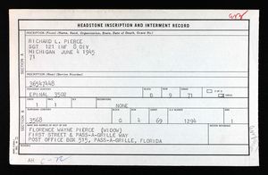 U.S., Headstone and Interment Records for U.S., Military Cemeteries on Foreign Soil, 1942-1949