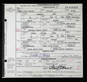 Virginia, U.S., Marriage Records, 1936-2014